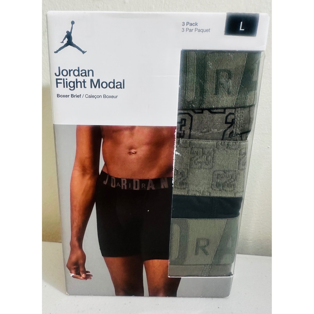 Nike Air Jordan Flight Modal Boxer Briefs 3 Pk Men LRG Olive Green NWT Underwear